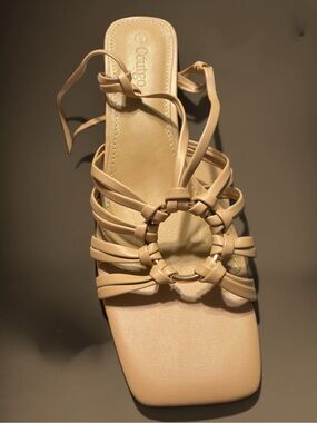 Beige Strappy Ring Sandal for Women